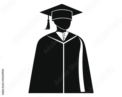 Silhouette of a Graduate in Cap and Gown Symbol of Achievement