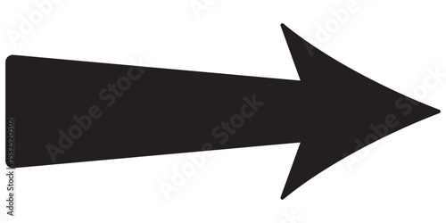 Black arrow pointing right. Arrow shape icon element. Long arrow icon. Vector illustration.
