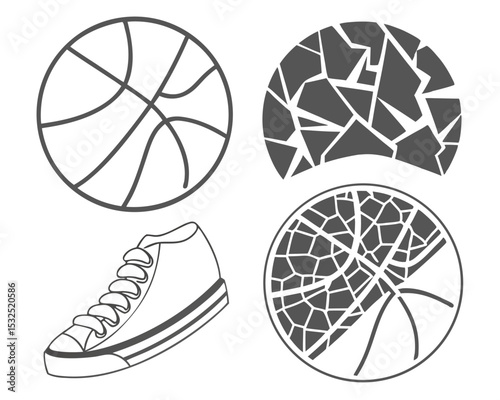 Basketball Sneaker and Abstract Designs in a Graphic Illustration