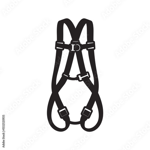 Safety harness with straps and buckles. Strong construction safety harness for reliable protection. Durable safety harness design for workers. This safety harness image is perfect for construction saf