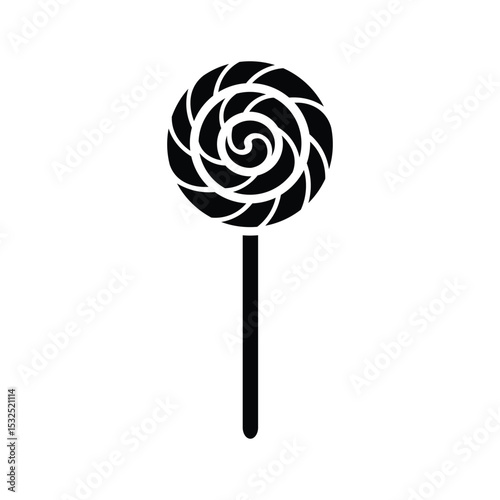 Black Silhouette Swirl Lollipop Vector
