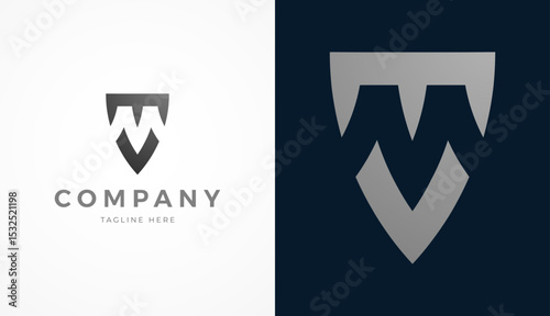 Initial Letter TMV Logo Design, Stylish letter TMV Shield with two color, usable for brand and company logos, vector illustration