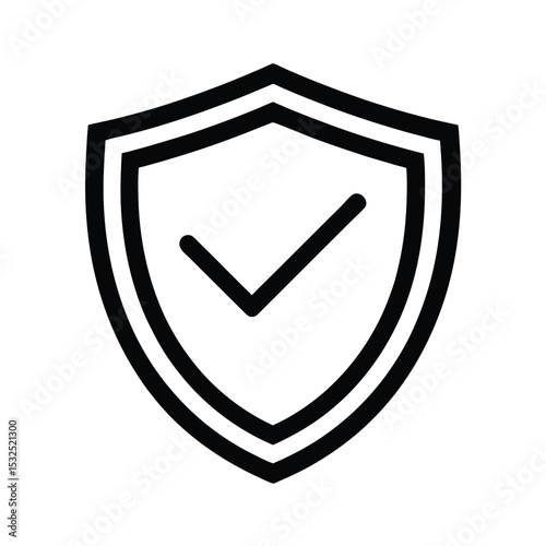 Shield Check Icon Outline Vector Illustration