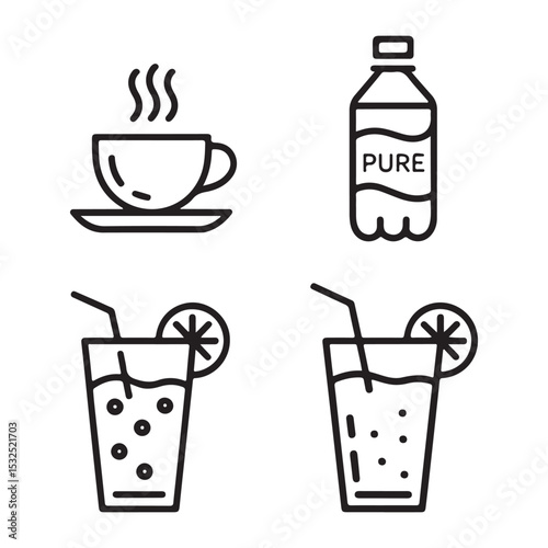 coffee cup icons set