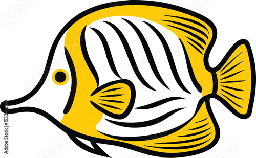 Vibrant butterflyfish illustration on white background