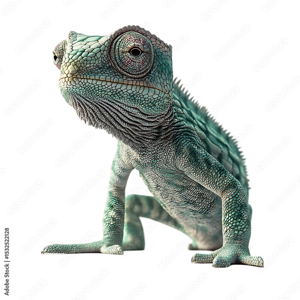 Obraz premium Detailed Chameleon Illustration Isolated on Transparent Background.