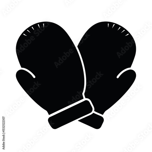 Black Mittens Silhouette Vector Clipart