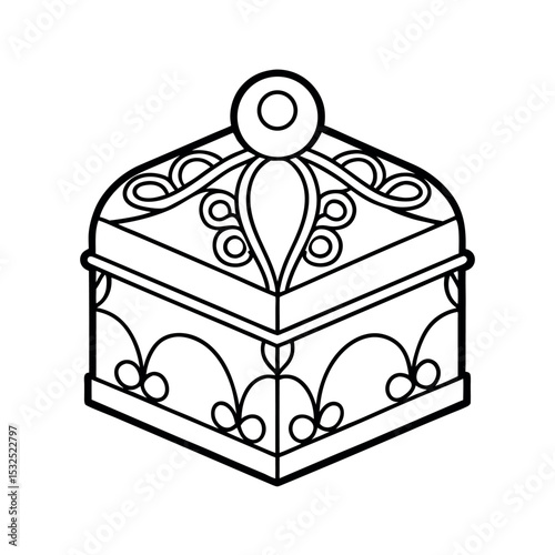 Minimalist Decorative Box Line Art Vector