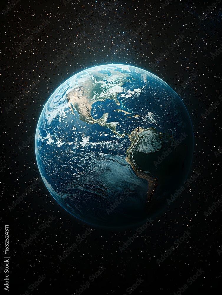 Obraz premium Vintage Aerial View of Earth from Space