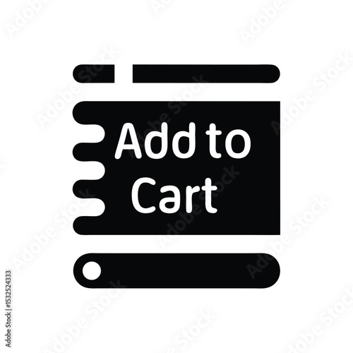 Black Add to Cart Icon with Unique Border Design on White Background, ECommerce Sign
