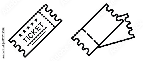 Ticket icon vector flat outline vector illustration. Raffle ticket symbol. Trendy flat outline ui sign design. ticket vector illustration.
