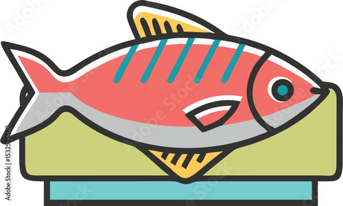 Vibrant ember tetra fish illustration on white background