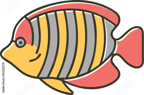 Vibrant emperor angelfish illustration on white background