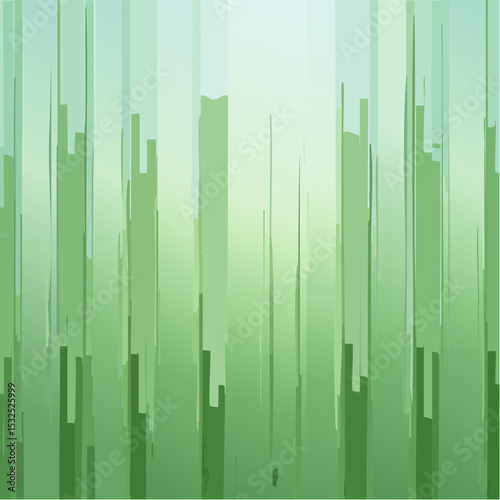 Fluted glass background with soft vertical stripes. Elegant decorative green glass