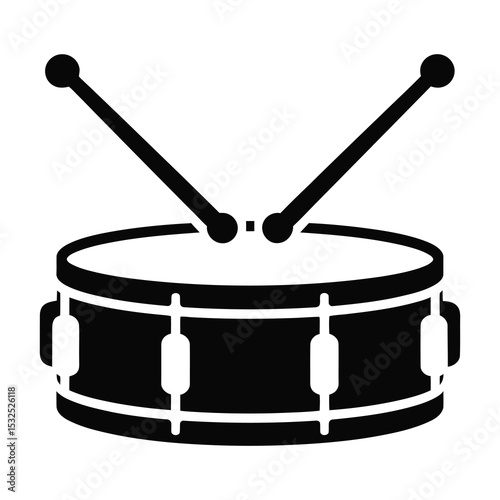 Snare drum with drumsticks icon illustration