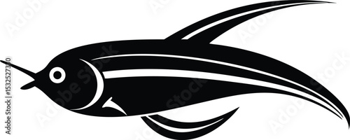 Detailed illustration of a glass catfish on white background