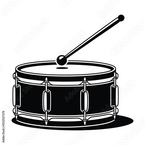 Black and white illustration of a snare drum