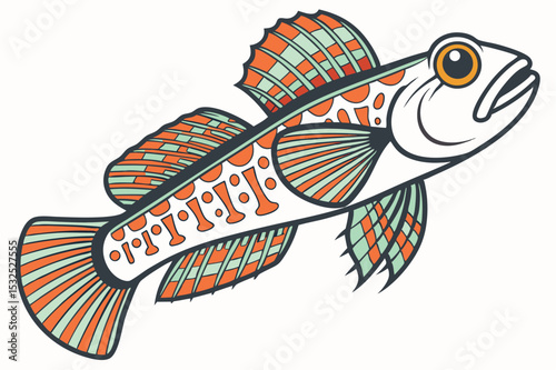 Detailed goby fish illustration on white background