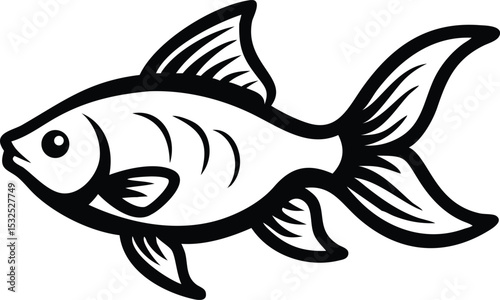 Single goldfish illustration on white background