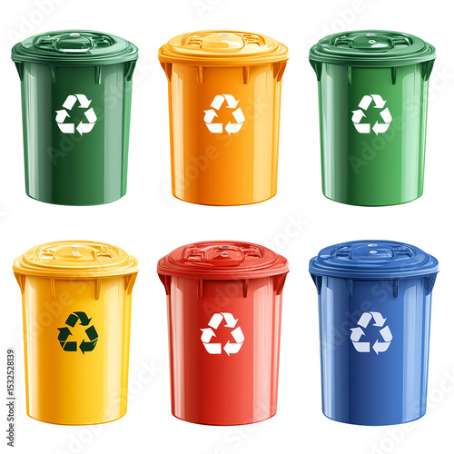 Metallic Recycle Bin clipart collection, vector, icons, isolated on fully transparent png background