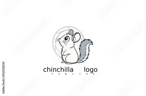 Cute Chinchilla Logo: Captivating chinchilla logo showcasing adorable animal character in minimalistic and endearing design. 