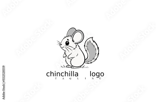 Chinchilla Logo: An adorable chinchilla logo. showcasing playful charm and a touch of artistic flair, evokes an image of the fluffy chinchilla.