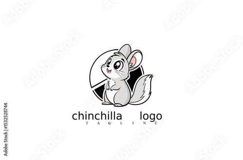 Chinchilla Logo: A charming chinchilla logo featuring a cute cartoon character in a minimalist design. Perfect for representing pet care, animal-related business, or a brand seeking a friendly.