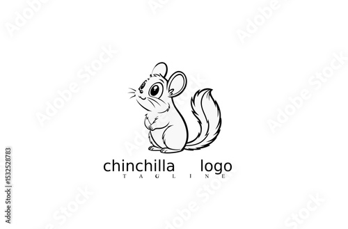 Chinchilla Logo: Charming chinchilla logo in sleek monochrome style, showcasing the essence of cuteness and simplicity for various creative uses.
