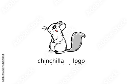 Chinchilla Logo Illustration: A cute chinchilla logo design, ideal for branding or graphic design, featuring a stylized chinchilla image.