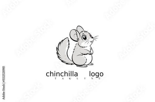 Cute Chinchilla Logo: A captivating chinchilla character in a friendly pose, perfect for branding and playful designs, embodying the essence of cute animals and inviting an immediate smile.