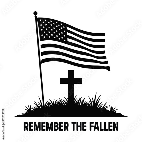 American flag at a grave remember the fallen