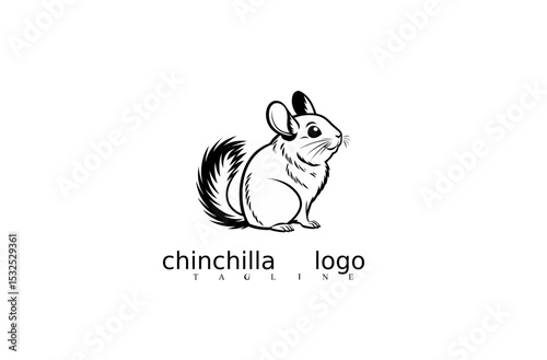 Chinchilla Logo: A captivating logo design featuring a charming chinchilla, capturing its unique features in a minimalist, artistic style.