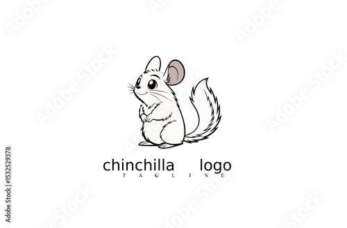 Chinchilla logo Illustration: A charming chinchilla in an adorable cartoon illustration form, perfect for branding.
