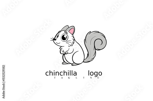 Chinchilla Logo: A delightful chinchilla logo, perfect for representing a brand or business, featuring a charming illustration of the fluffy creature.