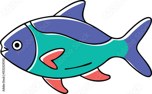 Vibrant lemon tetra fish illustration on white background