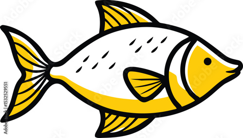 Vibrant lemon tetra fish illustration on white background