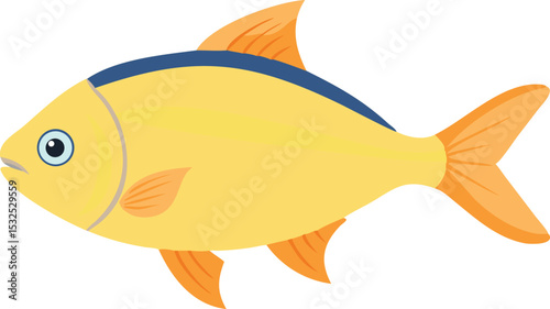 Vibrant lemon tetra fish illustration on white background