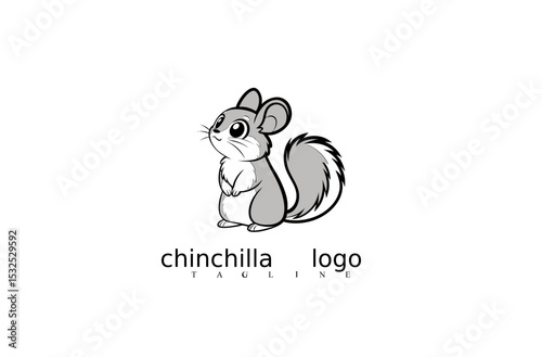 Modern White Chinchilla Vector Logo Featuring Elegant Mouse Icon for Pet-Themed Branding, Nature Identity Logos, and Wildlife Mascot Symbols on Adobe Stock Platform.

