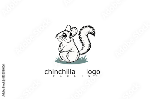 Minimalist Vector Logo Featuring White Chinchilla Mouse Icon in Clean Style for Elegant Branding, Nature Logos, Pet Shop Identity, and Mascot Templates on Adobe Stock.

