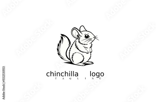 Elegant Chinchilla Mouse Vector Logo Featuring Modern White Animal Outline for Nature Branding, Pet-Themed Identity, and Wildlife Logo Sets for Adobe Stock Upload.


