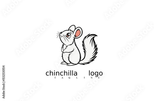 Elegant Chinchilla Mouse Vector Logo Design Featuring Clean White Outline for Branding Concepts, Wildlife Logos, Pet Store Identity, and Mascot Design Themes on Adobe Stock.


