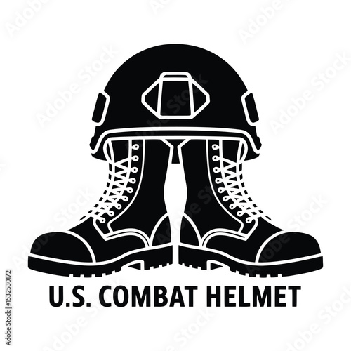 Us army combat helmet and boots icon