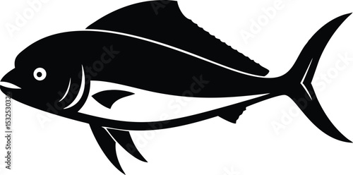Detailed mahi mahi fish illustration on white background