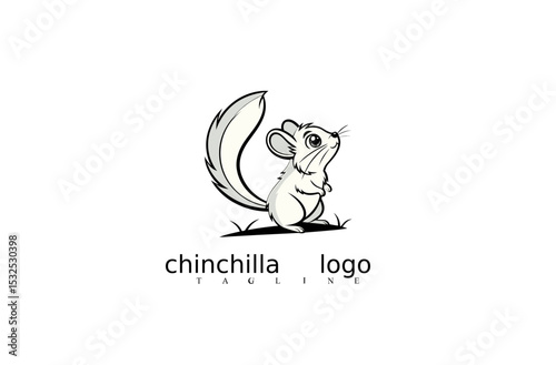 Minimal White Chinchilla Mouse Logo Vector Featuring Elegant Animal Silhouette for Pet Business Identity, Wildlife Branding, and Nature Symbol Logos on Adobe Stock Uploads.

