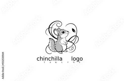 Elegant Chinchilla Logo Vector Featuring Minimal White Mouse Animal Icon for Nature Brand Identity, Pet Store Logos, Rodent Mascots, and Wildlife Symbols Available on Adobe Stock.

