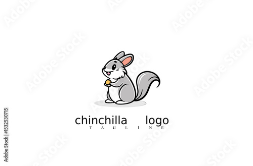 Simple and Elegant Vector Logo of White Chinchilla Mouse for Clean Pet Branding, Nature Business Identity, Rodent Logo Icons, and Wildlife Symbol Design Sets for Adobe Stock.

