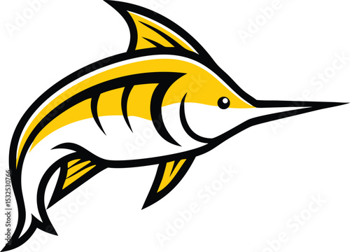 Detailed marlin fish illustration on white background