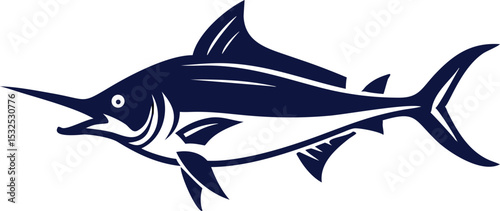 Detailed marlin fish illustration on white background