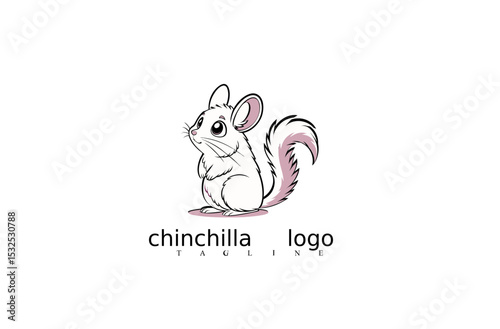 Vector Logo of White Chinchilla Mouse with Clean Modern Lines. Great for Elegant Branding Concepts, Pet Identity, Wild Rodent Icons, or Minimalist Logo Design Themes on Adobe Stock.

