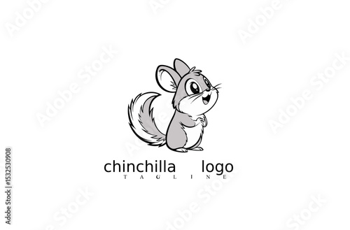Clean Vector Logo of White Chinchilla Mouse for Elegant Branding and Identity Themes. Great for Pet Logo Icons, Minimal Wildlife Symbols, or Nature Business Designs for Adobe Stock.

